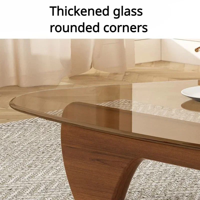 Nordic Tempered Glass Tea Table Home Living Room Leg Coffee Household Solid Wood Minimalist Modern Minimalist Creative Tea Table