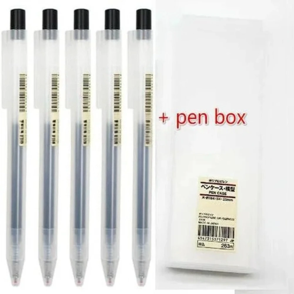 10/5Pcs Lot Press Gel Pen add Box Set Similar Japan Style 0.5mm Ink Gel Pen Office Ink Transparent Pen Case Bag