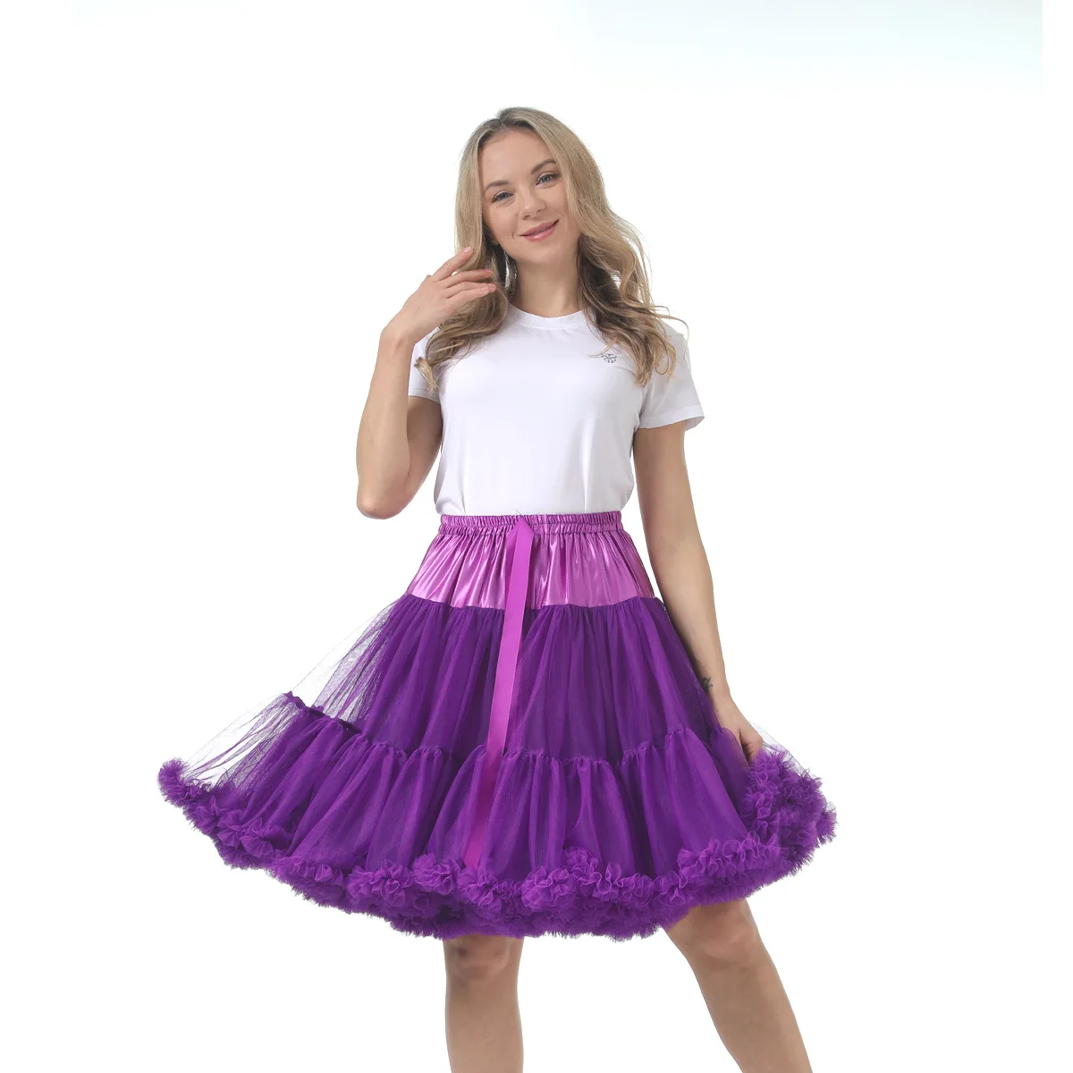 55 CM Knee Length Lolita Adult Puffy Tutu Skirt Layered Ballet Tulle Petticoat Slips Skirt Women's Princess Cosplay Underskirt