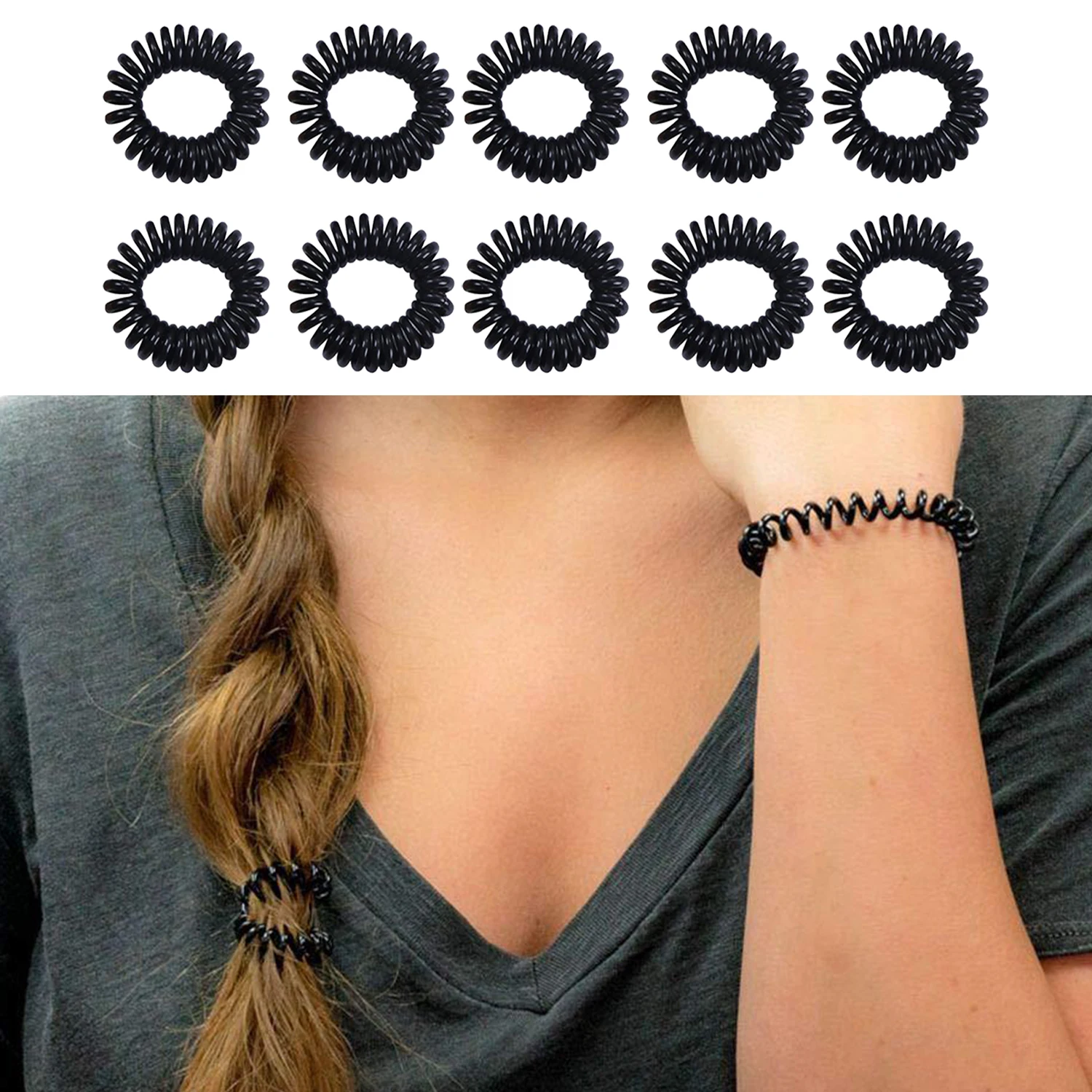Purple Transparent Phone Cord Rubber Bands Telephone Cord Scrunchies Spiral Hair Tie Elastic Hair Band Women Hair Accessories