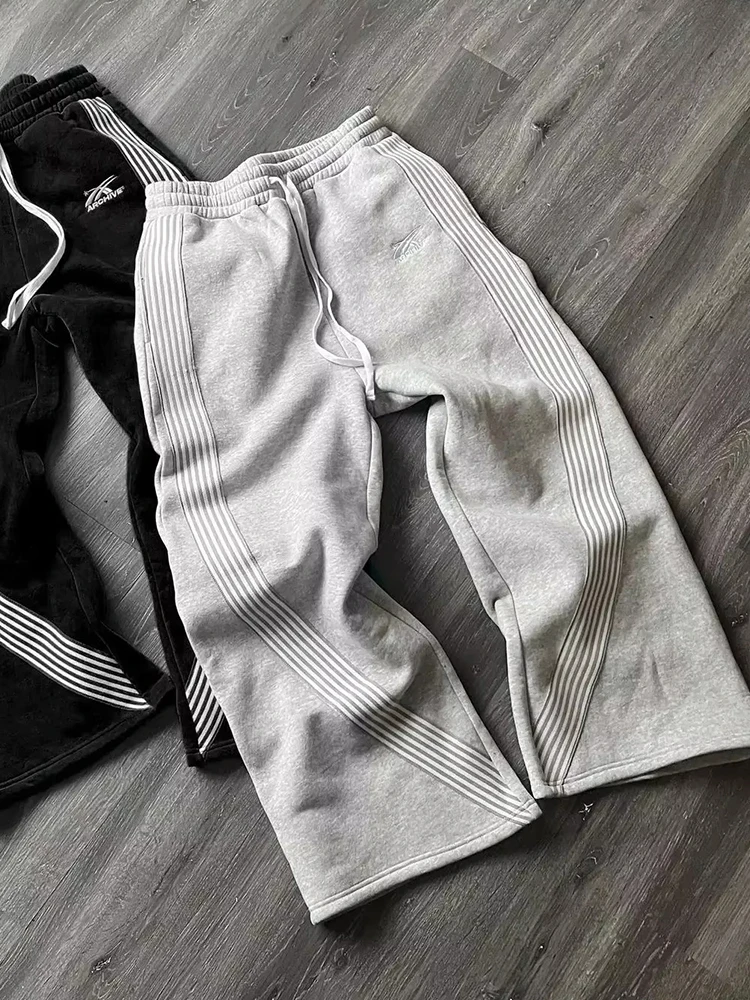 Pantalones de chándal góticos de estilo americano Y2K, pantalones holgados Retro con diseño a rayas, pantalones góticos de Hip Hop con cintura elástica para mujer, pantalones para correr Punk callejero