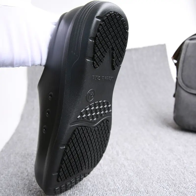 Non-Slip Chef Shoes for Both Men and Women - Lightweight and Comfortable Slip-On Wooden-Soled Shoes, Eva Upper + Waterproof/Non-Slip Rubber Sole - All-Weather Standing Work Shoes, Suitable for Kitchens, Hospitals, Restaurants, Beaches - Easy-To-Clean Non-Slip Kitchen Shoes, Specifically for Catering Service Staff view 6