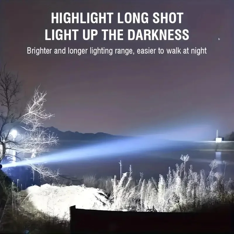 New Powerful Led Self Defense Flashlight 18650 Rechargeable USB Tactical Flashlights Torches Outdoor Search Hand Lamp Emergency