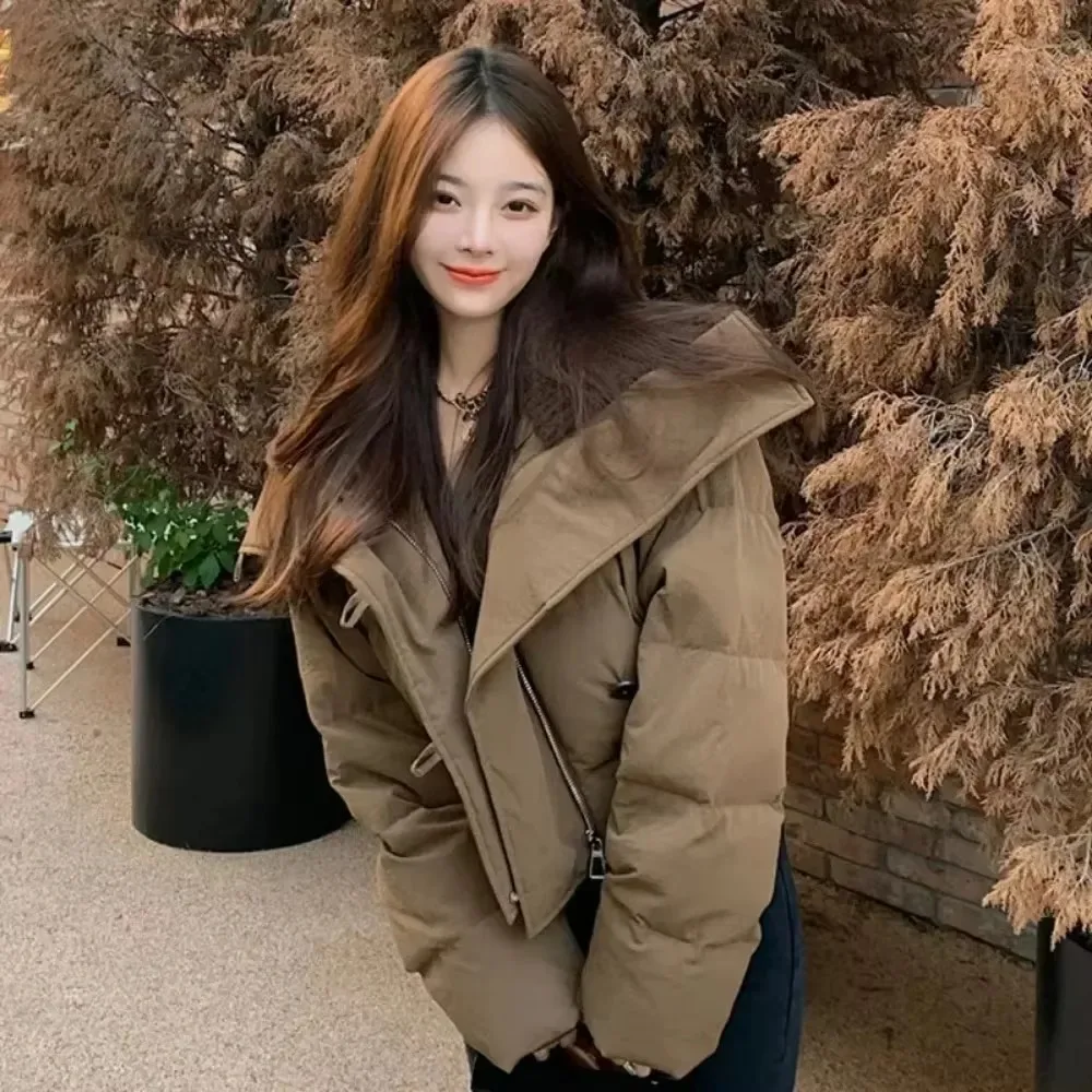 Parkas cortas de otoño e invierno para mujer, chaquetas informales con cuello levantado y cremallera, prendas de vestir, abrigos, chaquetas de invierno para mujer, Parkas, 2024