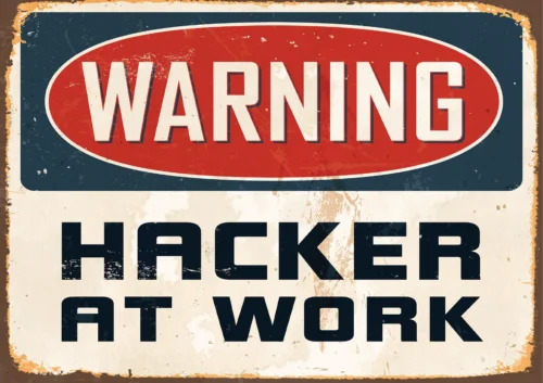 WARNING HACKER AT WORK Retro Metal Sign Man Cave Bar Pub Plaque Party Vintage