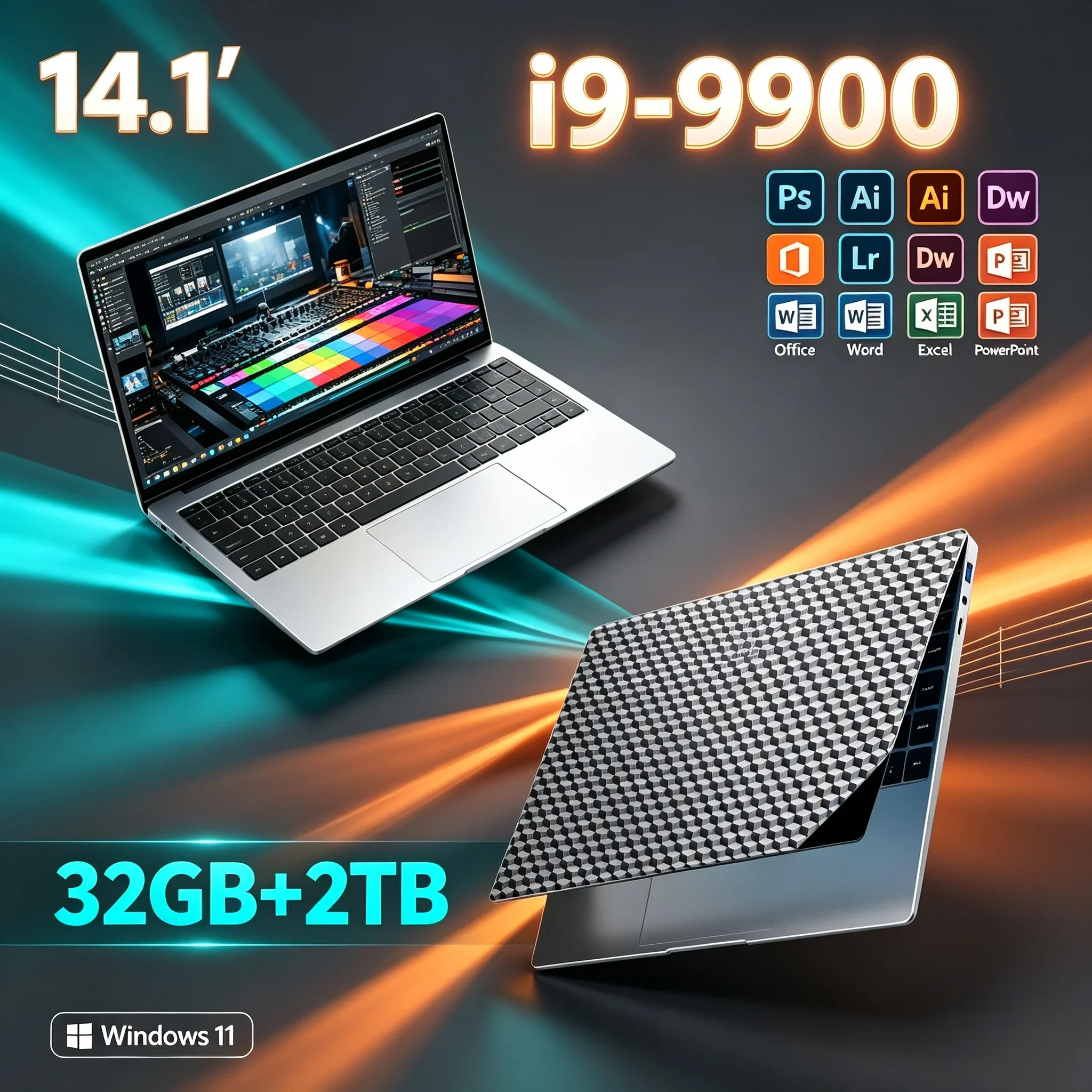 Ultra Slim 14.1'' Notebook PC Intel Core I9 9900 1920x1080 HD Display 32GB RAM 1TB/2TB SSD Windows11 New For Study Office Work