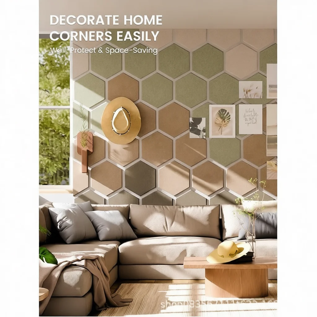 Paneles Acústicos de Poliéster Hexagonales, Placas Absorbentes de Sonido, Aislamiento Decorativo para Oficina, Estudio e Interiores
