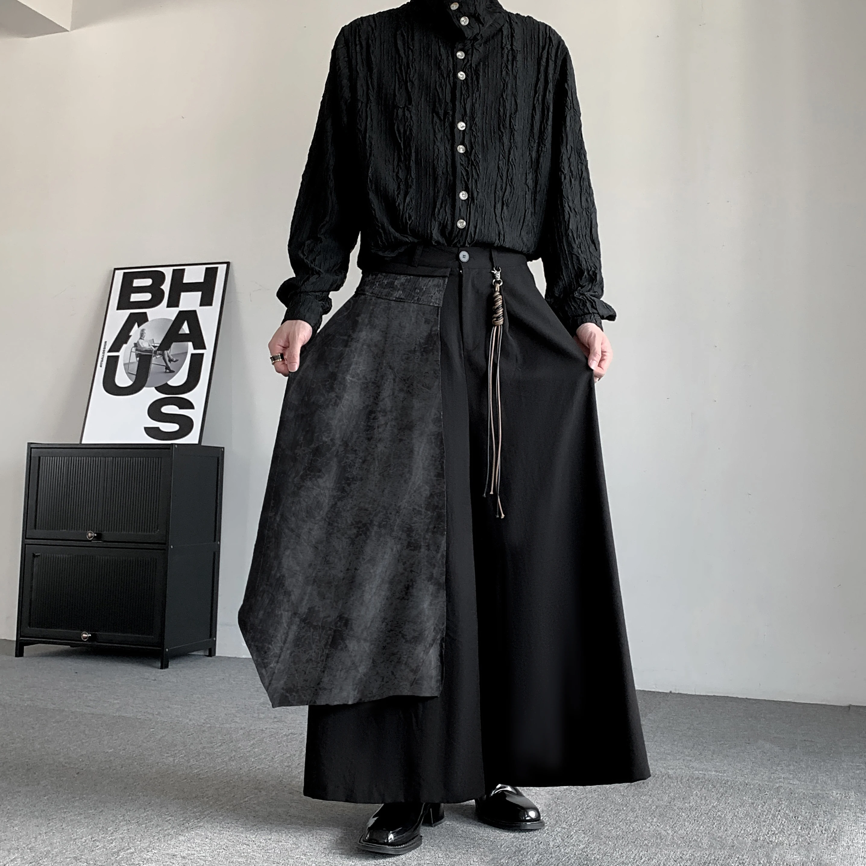 

Новый китайский мужской комплект irt, повседневные широкие брюки, винтажная юбка серии k, брюки, молодежная мода, полиэфирное волокно