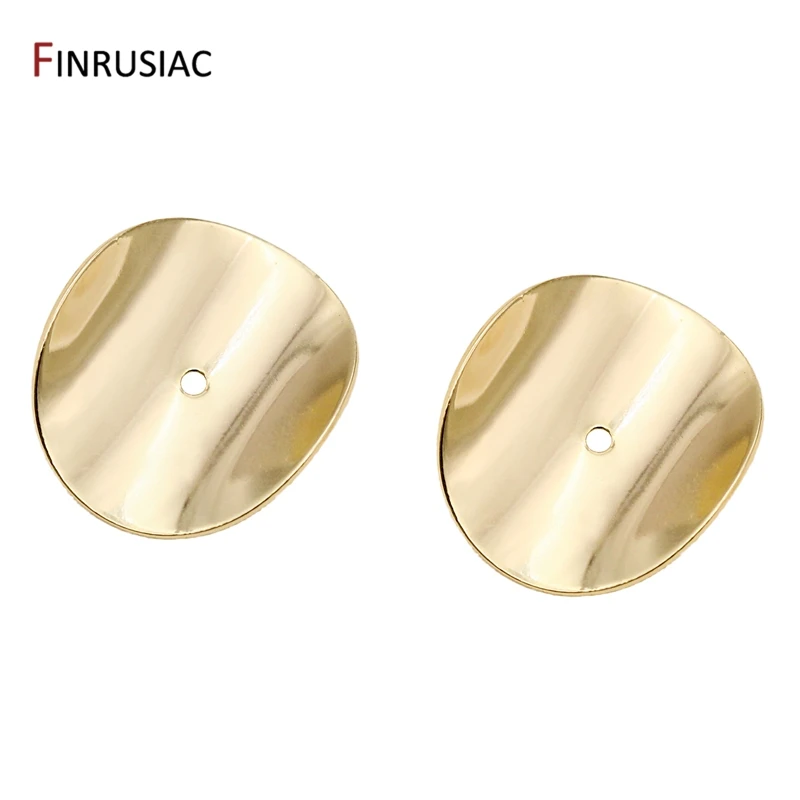 10PCS/Lot 14K Gold Plated Smooth Wavy Brass Sheet Accessories For Jewelry Making DIY Earring Findings