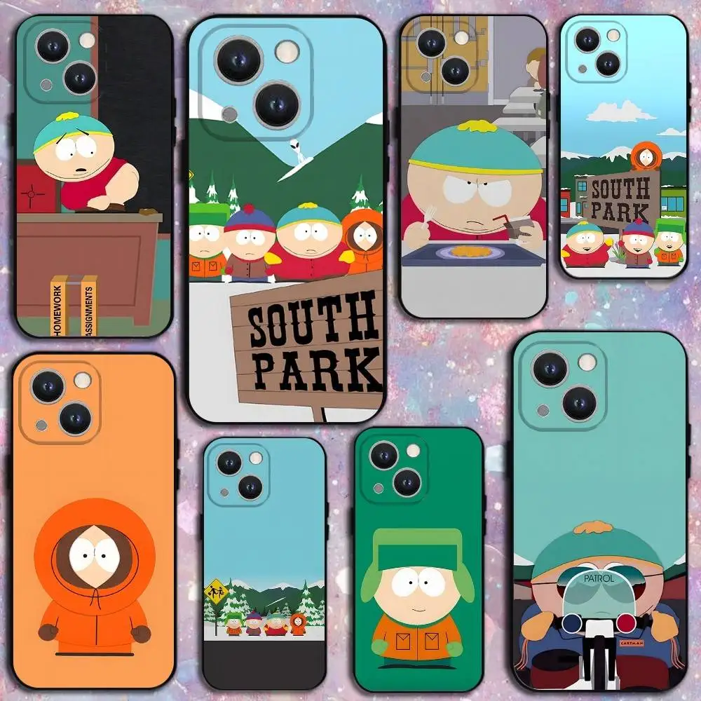 

Cartoon S-South Park Phone Case For iPhone 16,15,14,13,12,11 Plus,Pro Max,XS,X,XR,SE,Mini,8,7,Soft Silicone Black Cover