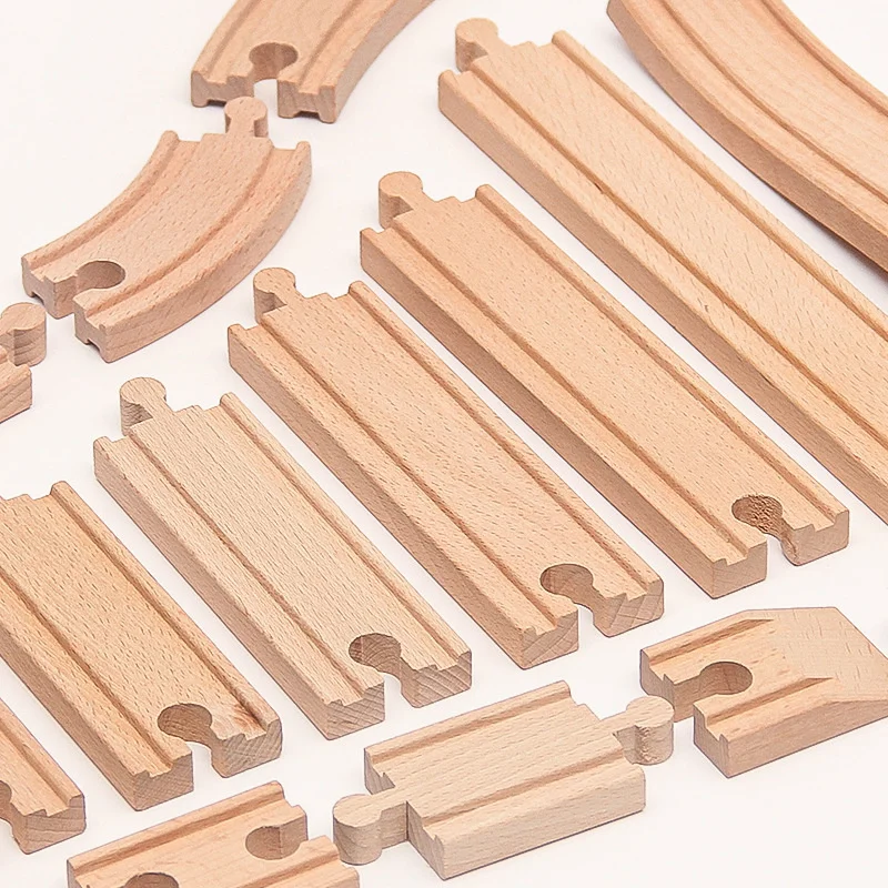 New Wooden Tarck Railway Toys Beech Wooden Train Track Accessories fit for All Brand Wood Tracks Educational Toys for Children