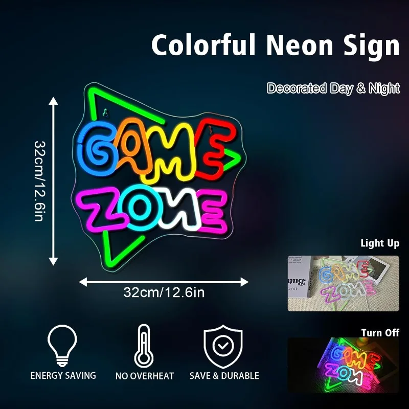 Zona di gioco Decorazione al neon Parete Luce a LED Ragazzi Camera da letto Adolescenti Uomini Grotta Internet Bar Decorazione per feste Regalo per appassionati di giocatori di giochi