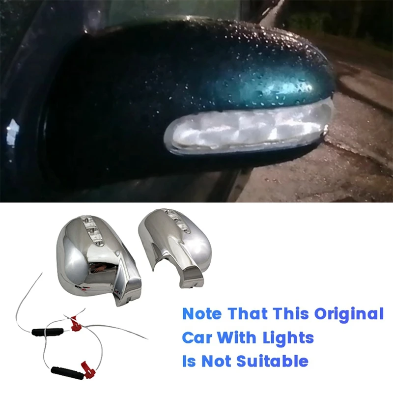 1Pair Car Rearview Mirror Covers With LED Line For Mercedes-Benz M-Class W163 ML Class 1997-2005 Side Door Mirror Trim