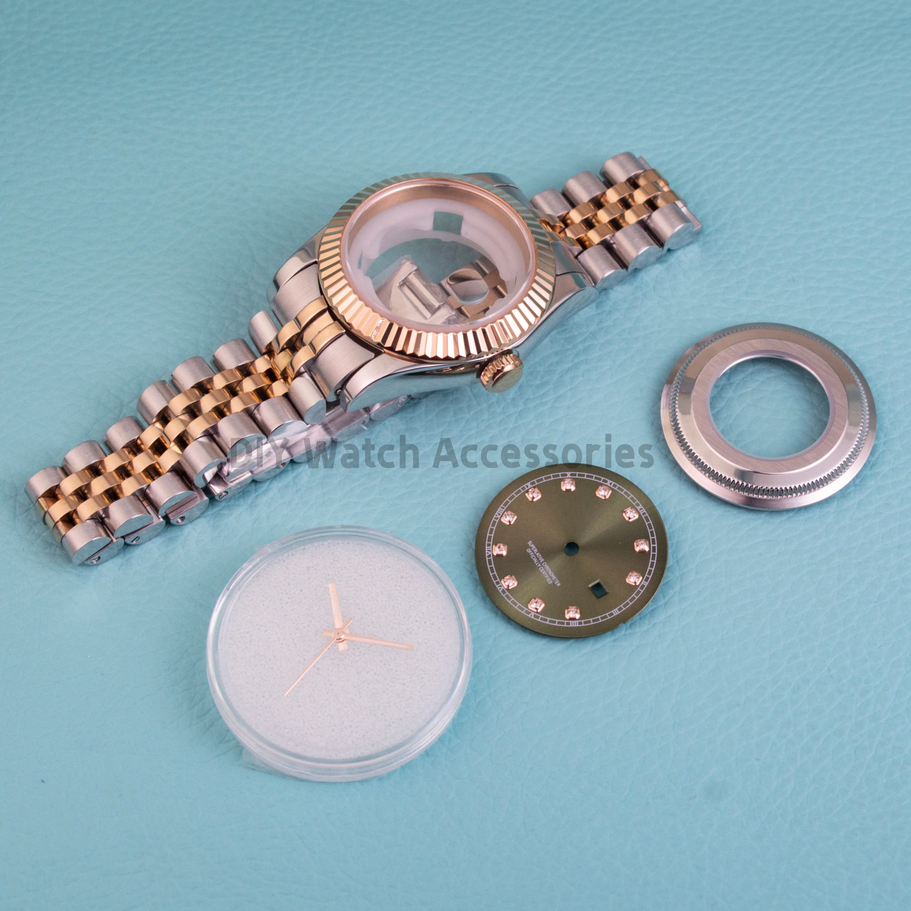 

33mm Watch Case 17mm Strap NH05 Case Dial Hands Stainless Steel Sapphire Glass Rose Case For NH05 NH06 Women's Watch Case
