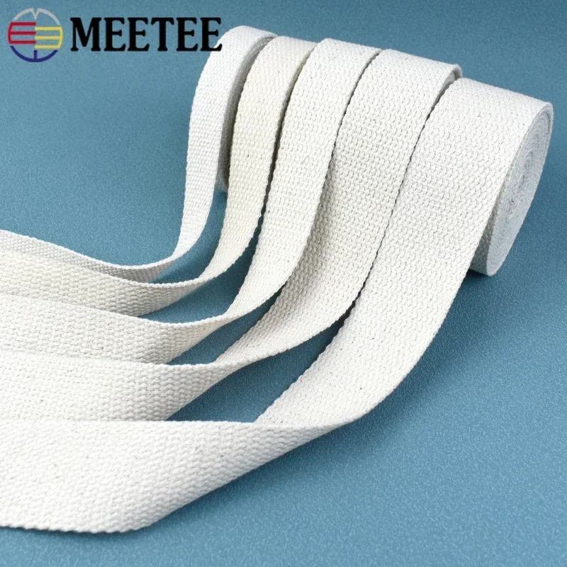 5/10M 10-50mm Cotton Webbing Tape for Backpack Strap Canvas Clothes Belt Sling Band DIY Sewing Decorate Ribbon Braid Accessories