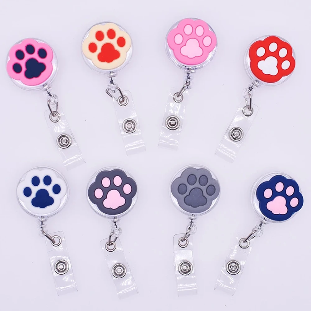 

High Quality Office Supplies Students Nurse Doctors Name Card Holder ID Card Holder Cartoon Cat Paw Retractable Badge Holder