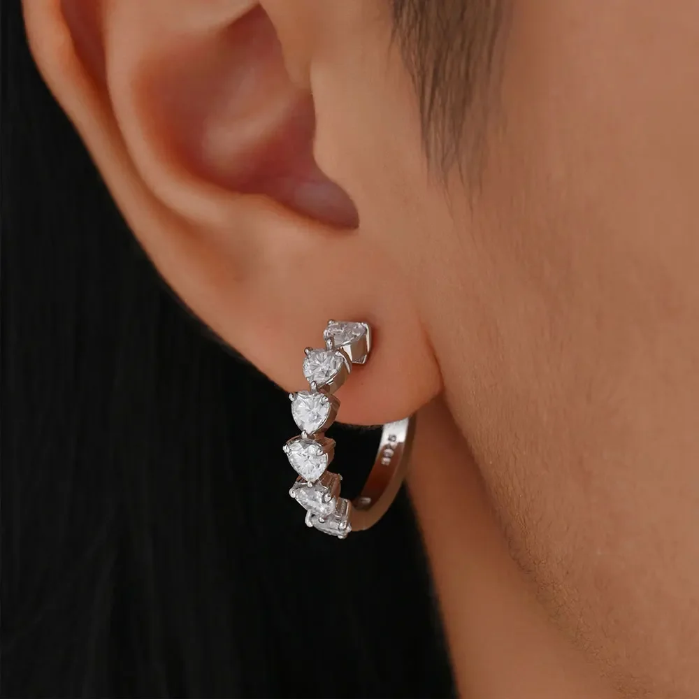 FCGJHW 4x4mm Heart Moissanite Earring 925 Ste...