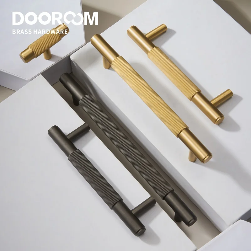 Dooroom Brass Stripe Furniture Handles Modern Brass Grey Wardrobe Dresser Cupboard Cabinet Drawer Shoe Box Wine Bar Pulls Knobs