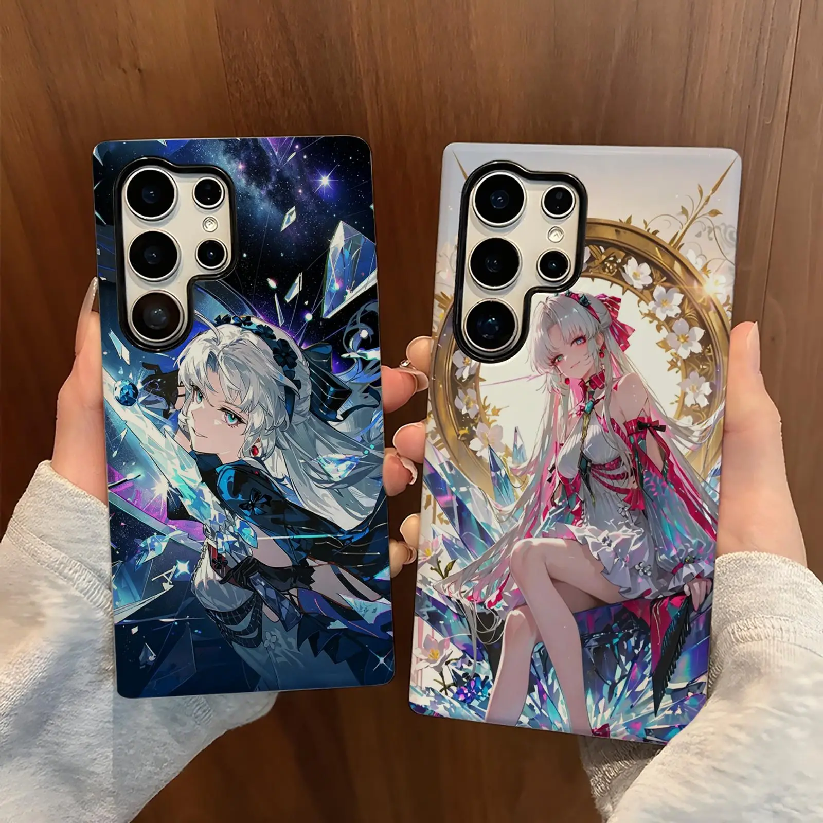 Phone Case For Samsung Galaxy S26 25 S24 S23 S22 S21 Ultra Glossy Film Phone Case Wuthering Waves CARLOTTA