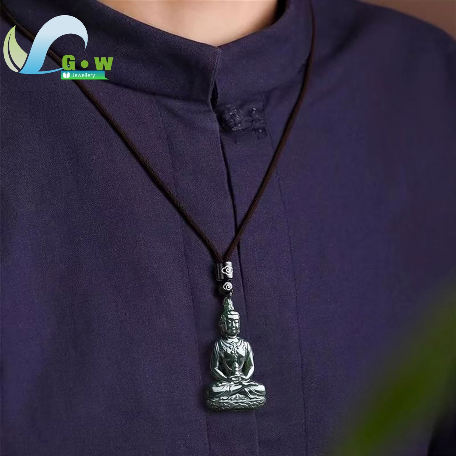 Natural Old Stock Black Hetian Jade Guanyin Pendant 3D Carved Treasure Vase Hanging Ornament Unisex Ethnic Style Jewelry Gift