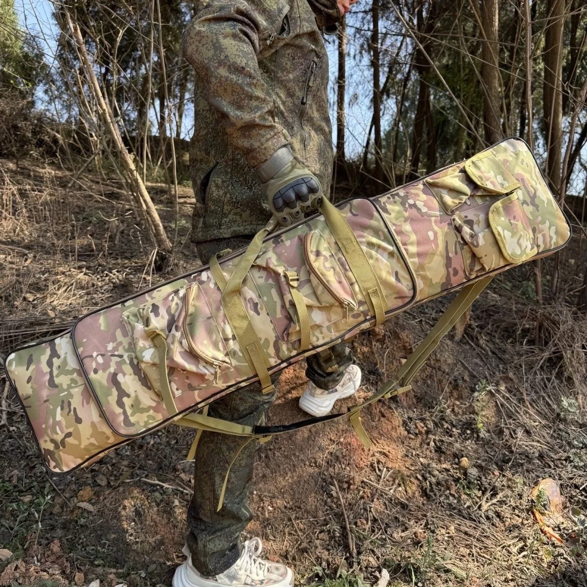 厚みのある迷彩ロングバッグアウトドアバックパック特殊用途ロケットランチャー弾性弓収納バッグダークシャドウミリタリースタイル