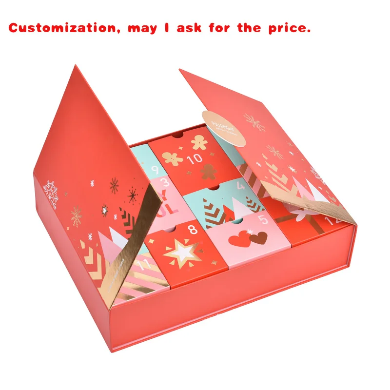 

на заказ. Высококачественная печать, твердая бумажная упаковка, Адвент, обратный отсчет, слепая загадочная коробка, индивидуальный календарь ручной работы B