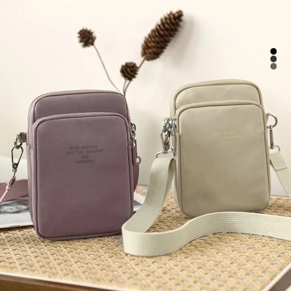

Fashion Multi-layer Nylon Shoulder Bag Korean Style Square Canvas Crossbody Bag Solid Color Zipper Messenger Bags Travel