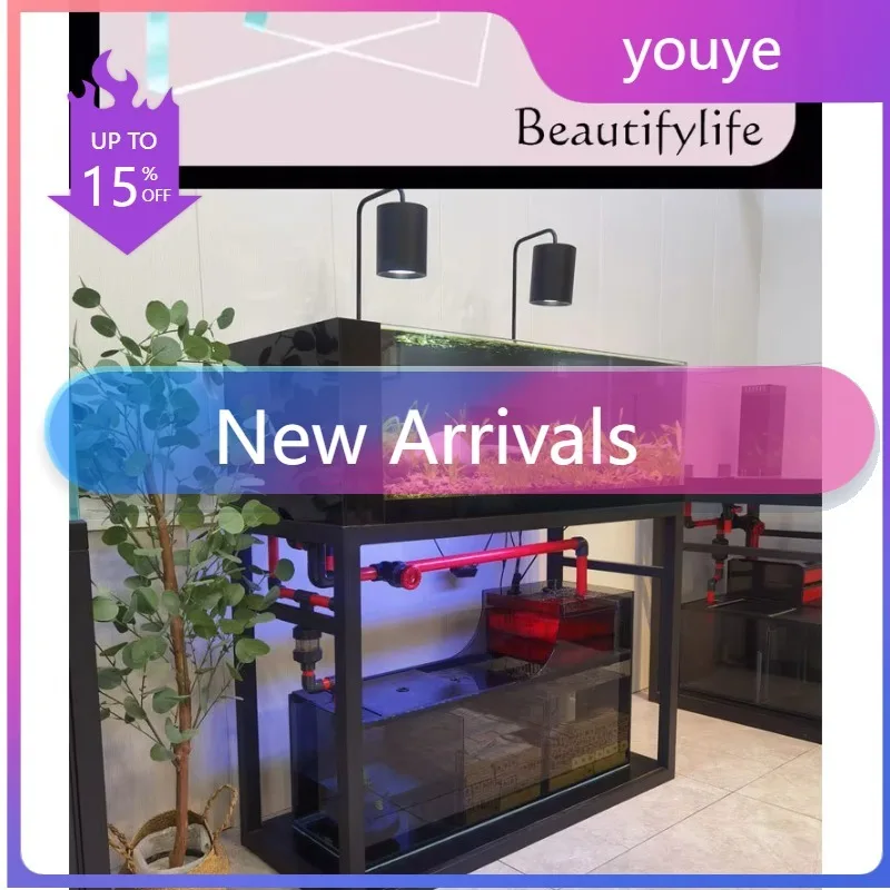R Ecological Stream Tank New Living Room Wild Mining Fish Tank Can Be Customized Ultra-white Landscaping Bottom Filter Fish Tank