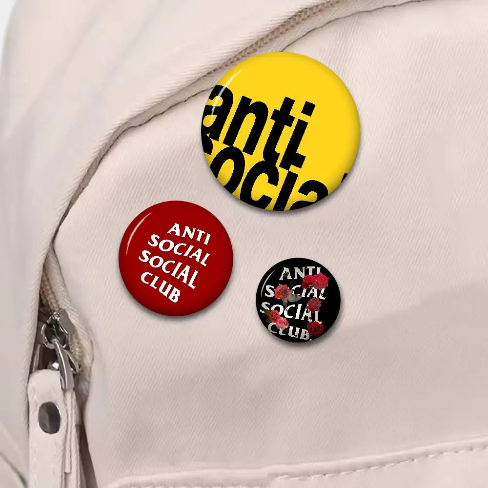 A-ANTI SOCIAL SOCIAL CLUB Creative Tinplate Soft Button Pins Animal Icon Brooch Lapel Backpack Badge Accessories Pin