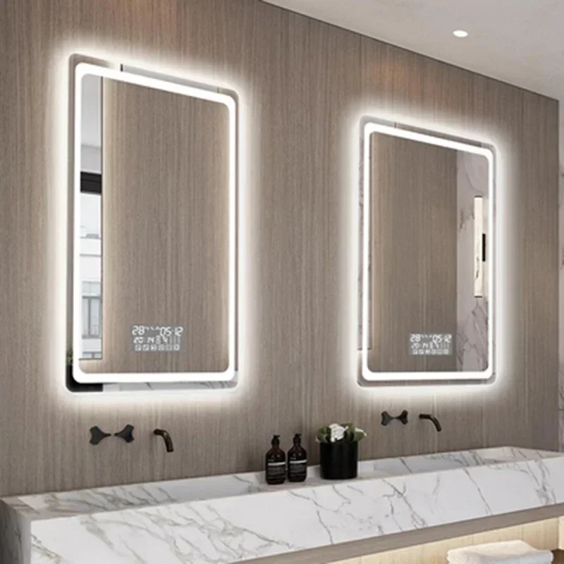 Light Smart Bath Mirrors Cabinet Wall Mounted Girls Cosmetic Shaving Washroom Mirror Large Espejos Decorativos Bathroom Fixture