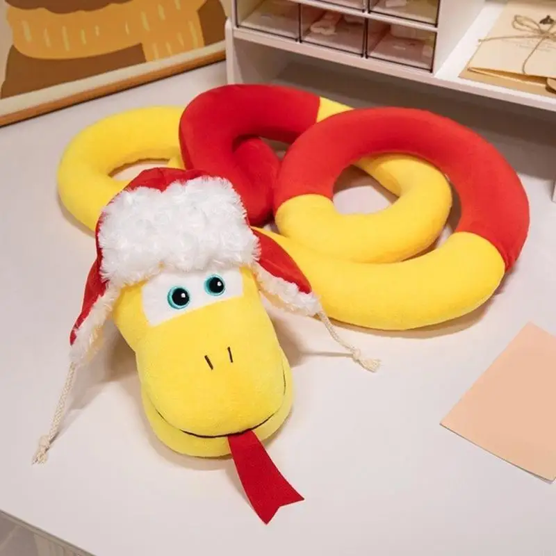 M89C Super Long Studed Snake Toy Plush Green Cartoon Doll Doll للعام الصيني الجديد 2025 مهرجان الربيع