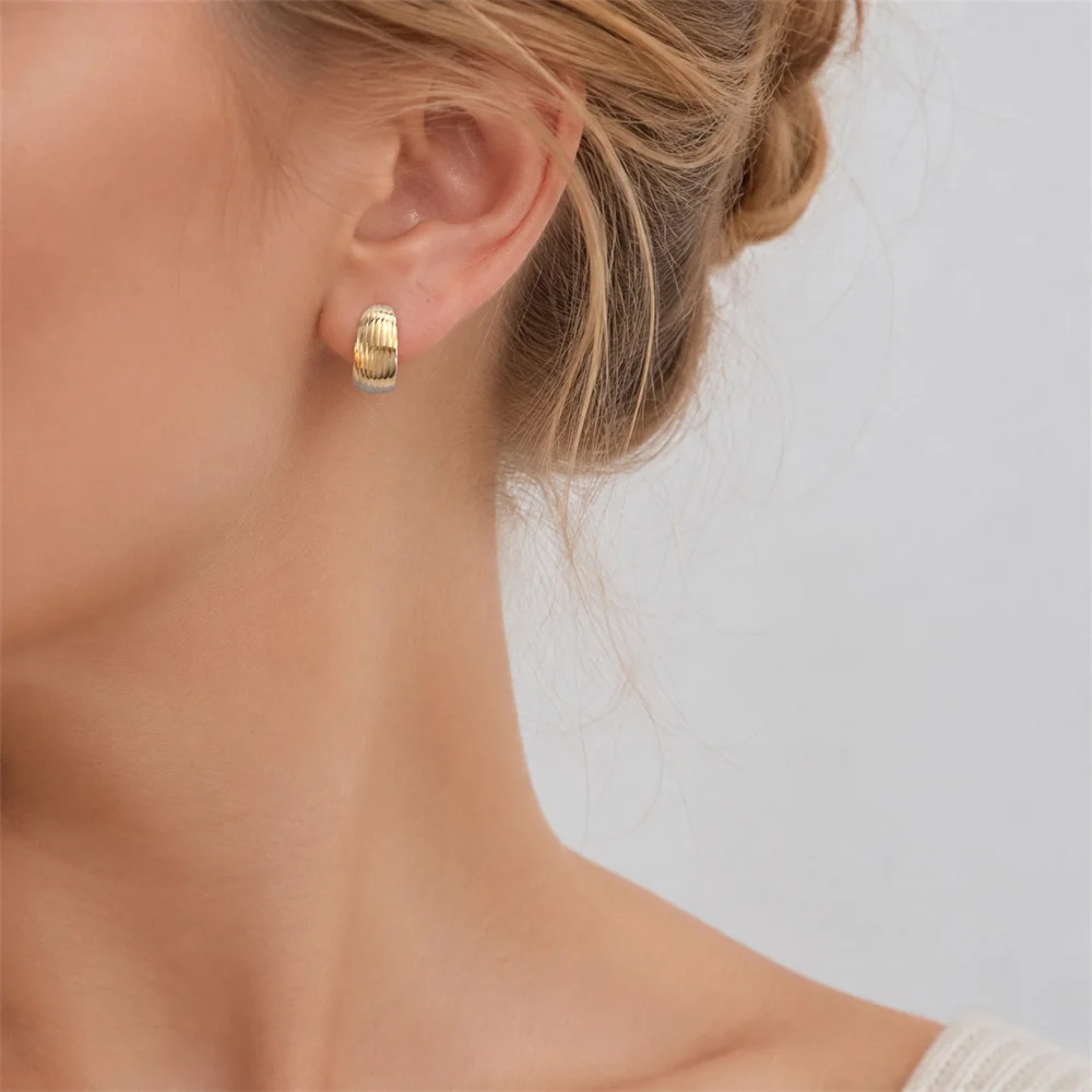 Classic Gold Color Plating Textured Multi Size Hoop Earrings Pack For Women Girl Casual Bohemia Gorgeous Daily Fashion Jewelry