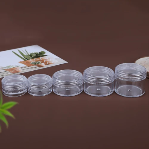 Imagen 2 del producto 50 Uds 20g 15g 10g 5g 3g tarro de crema vacío envases cosméticos portátiles botellas de muestra de bálsamo labial de sombra de ojos transparente de plástico