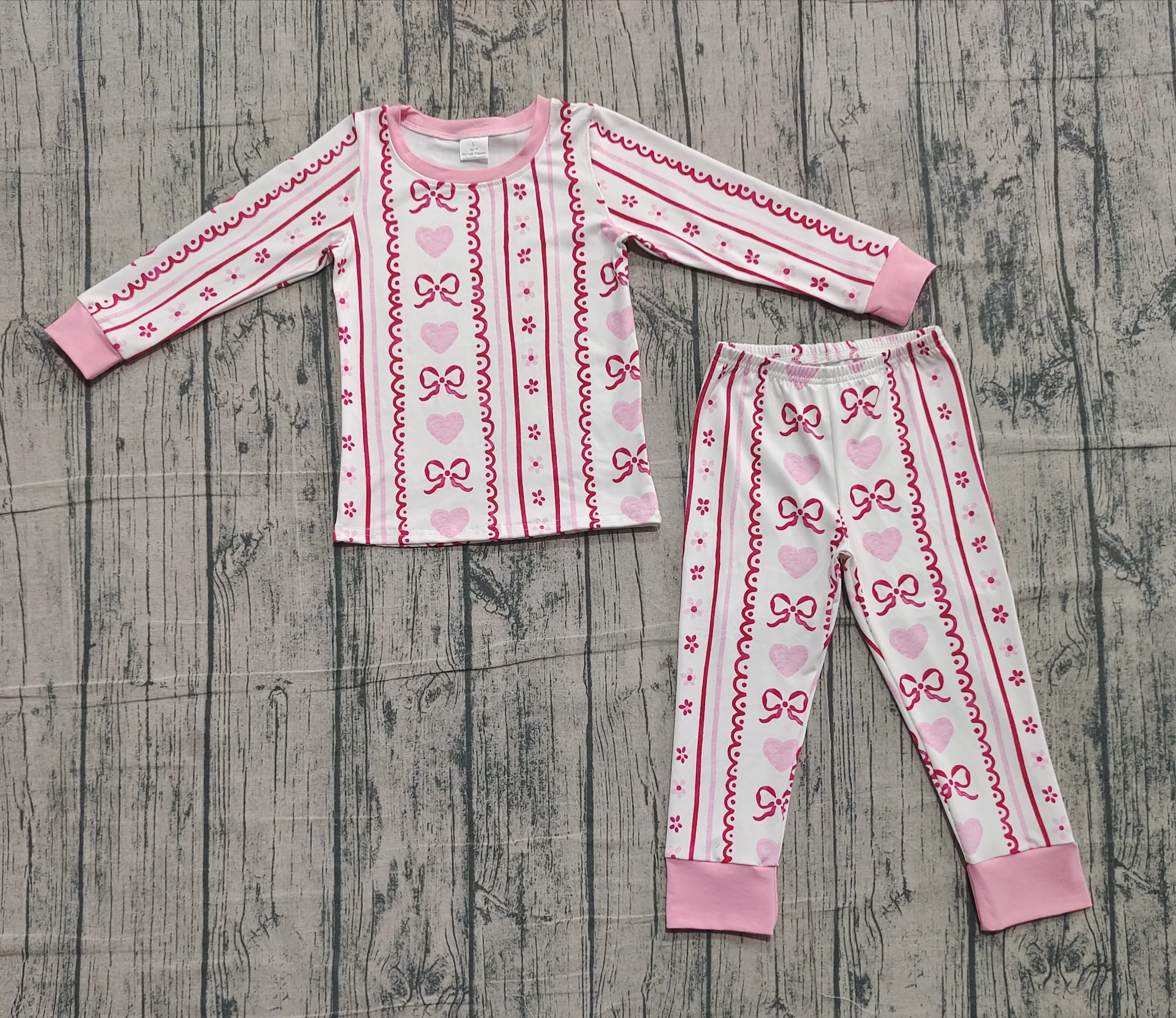 

Z1020-23 GLP2984 Kids Girls Outfit Long Sleeve Top With Pants Set Children Valentine's Day Clothes