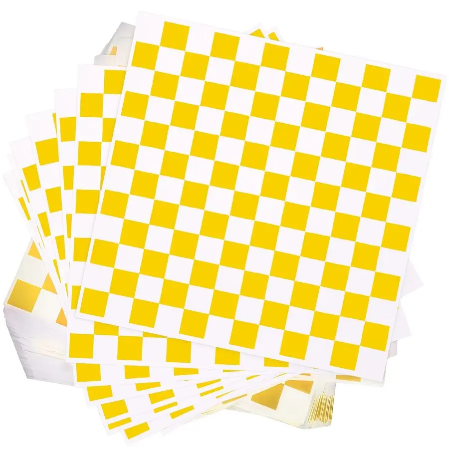 

600 листов пергаментной бумаги для сэндвичей 15x15 см, в клетку, для упаковки еды, для бургеров, для корзин, жиростойкая, для ресторанов