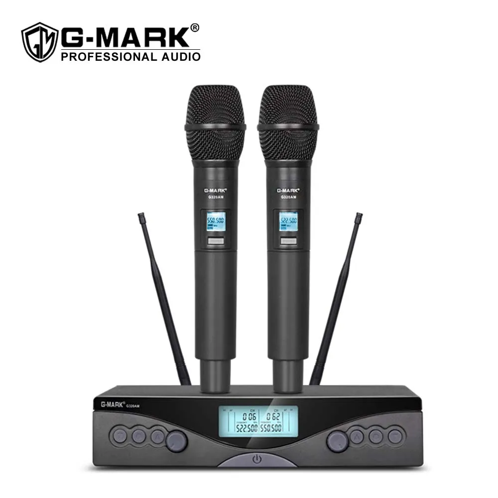 Microfone Sem Fio UHF Profissional, 2 Canais MIC, Karaoke, Home Stage, KTV