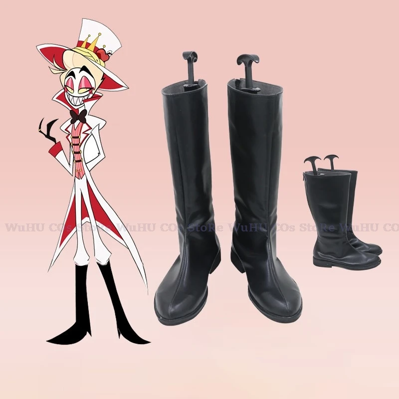 

hasbin Lucifer Cosplay Hotel Charlie Cosplay Blitzo Alastor Shoes Lute Women Men Leather Boots Black Halloween Cosplay Shoes