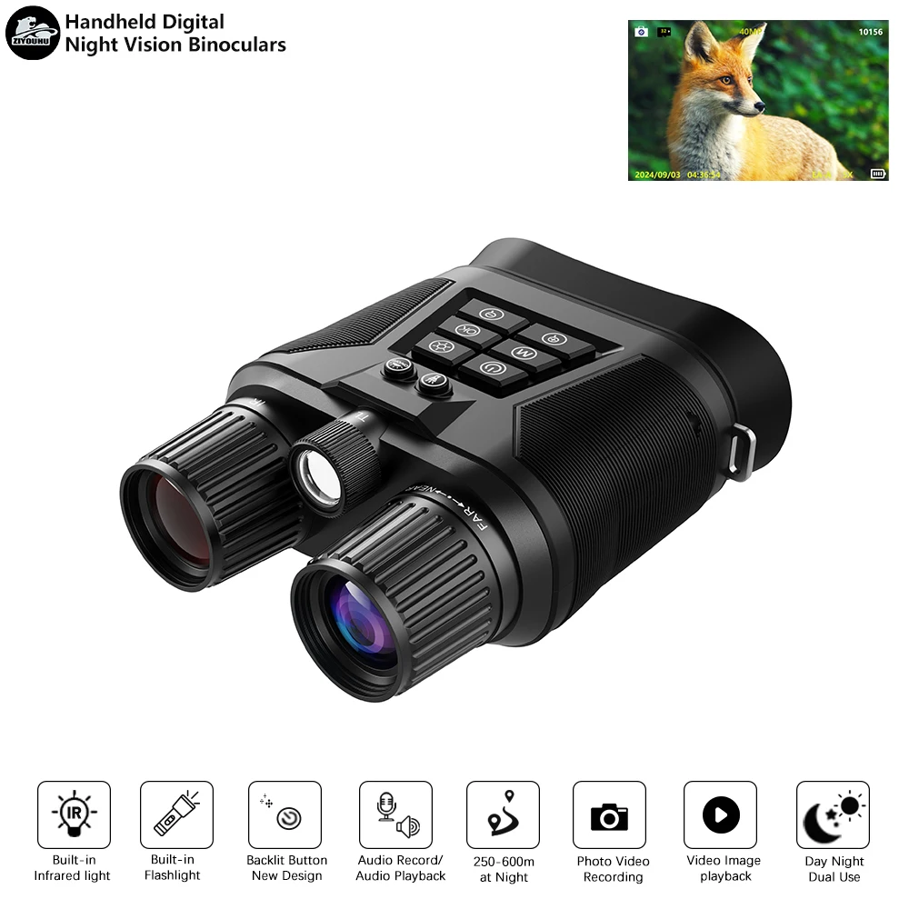 Binoculars Hunting Digital Night Vision Infrared 1080P Video Camera 8X Zoom Backlit Button Tacticle Flashlight Binoculars