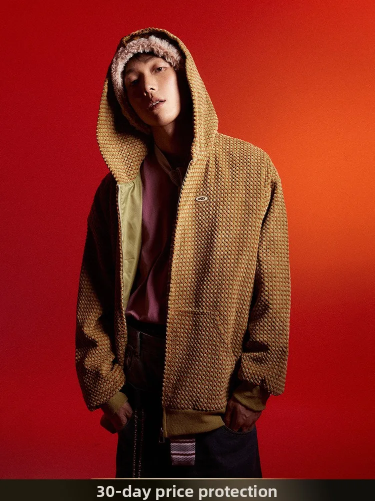 

Мужской повседневный кардиган-толстовка Nted American Retro Color Block с капюшоном, длинными рукавами, осенне-зимняя верхняя одежда в уличном стиле