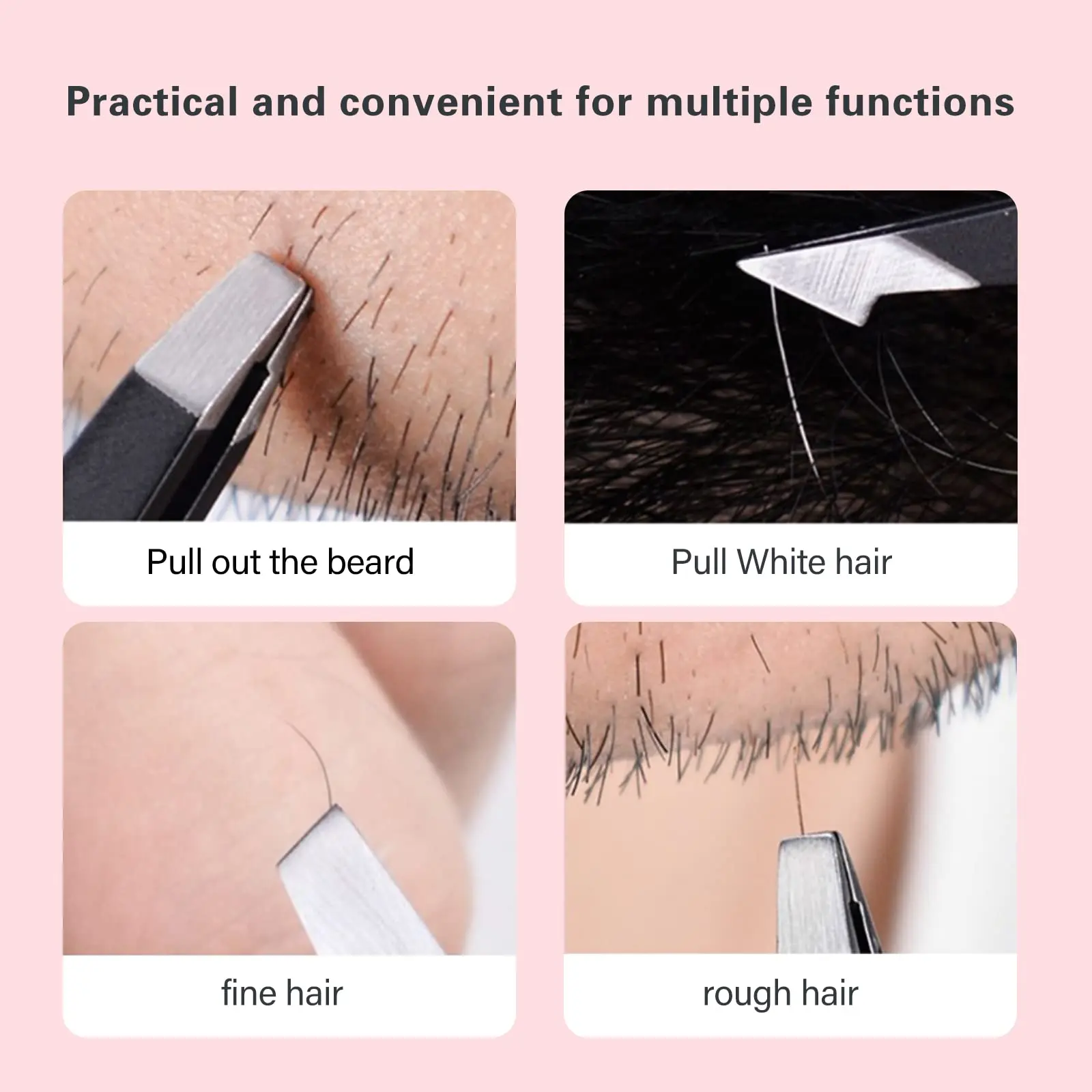 Conjunto de pinças, pinças de sobrancelha de aço inoxidável de alta precisão para pêlos faciais, cabelo crescente interno e kit removedor de lascas, sui