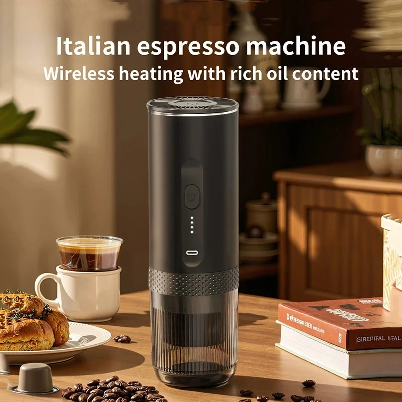 Electric Coffee Machine 3 in 1 Wireless Portable Espresso Machine Capsule Coffee Powder Travel Coffee Maker Smart Heating Home