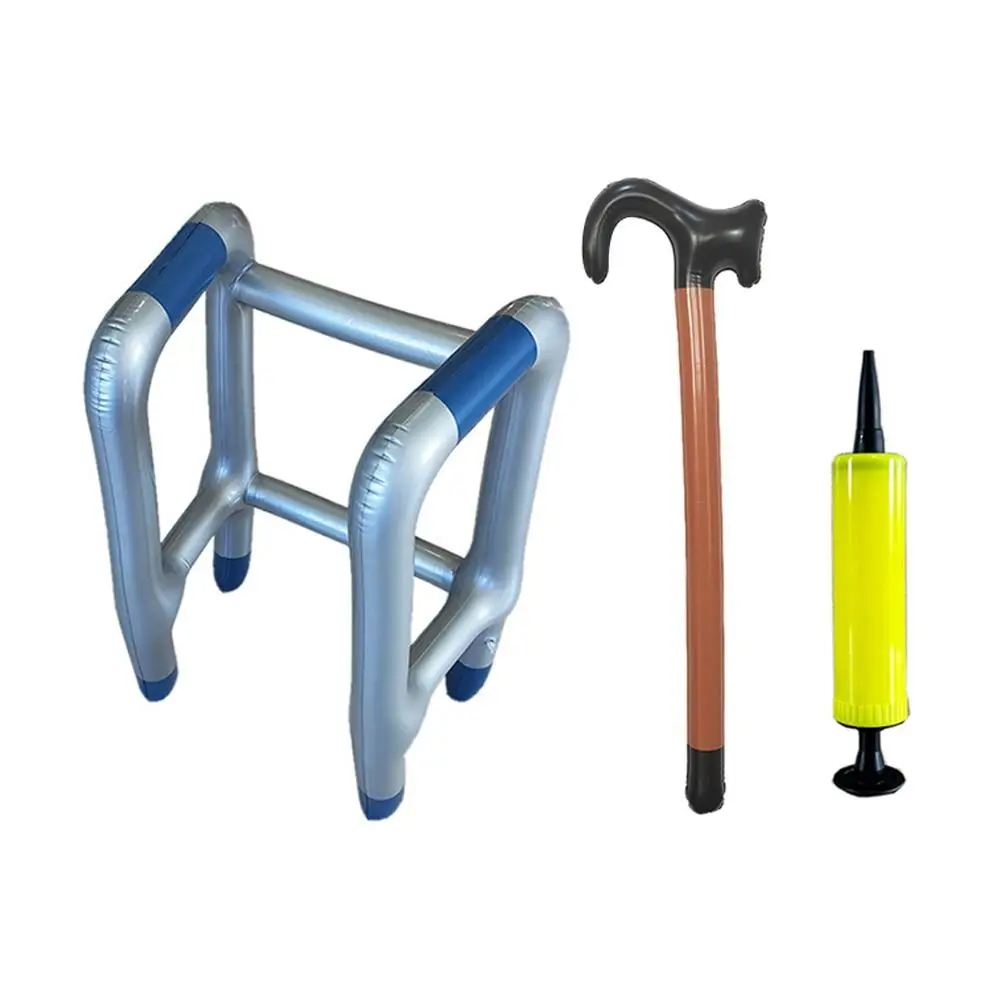 2 pezzi novità giocattoli gonfiabili Zimmer Frame Costume Party bastone da passeggio in PVC forniture cosplay vestire giocattolo gonfiare Prop