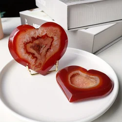 1pc Exquisite Carnelian Heart-Shaped Red Agate Cluster Decoration - Unique Home Decor Accent - DIY, Home Decor & Holiday Gifts