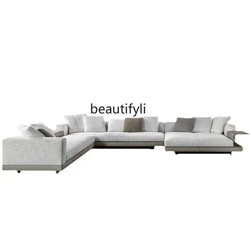 

zq Italian Minimalist Fabric Sofa Living Room Large Apartment Corner Sofa for Multi-User Furniture