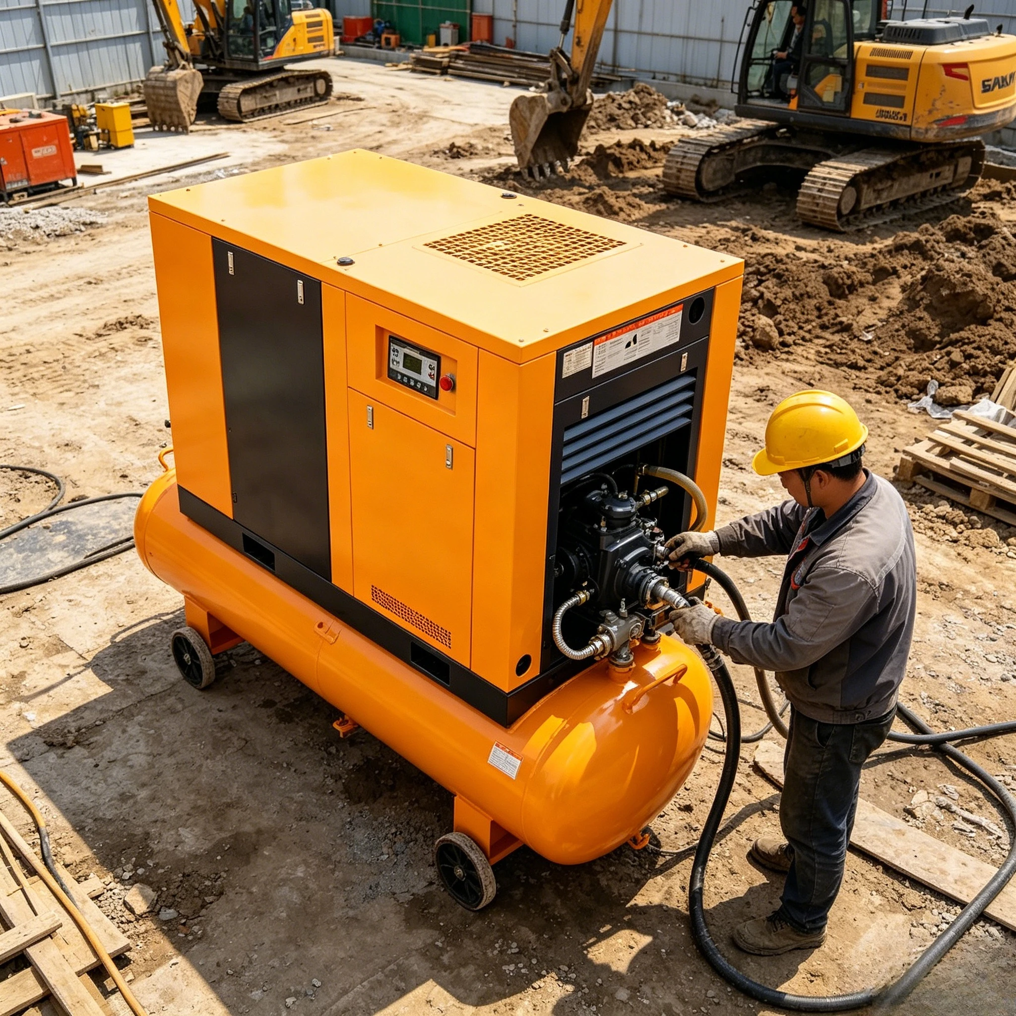 Superior Quality Premium Performance Energy Efficient 90Kw Air Compressor Screw 5 Hp Air Compressor Pump Car Tire Customized