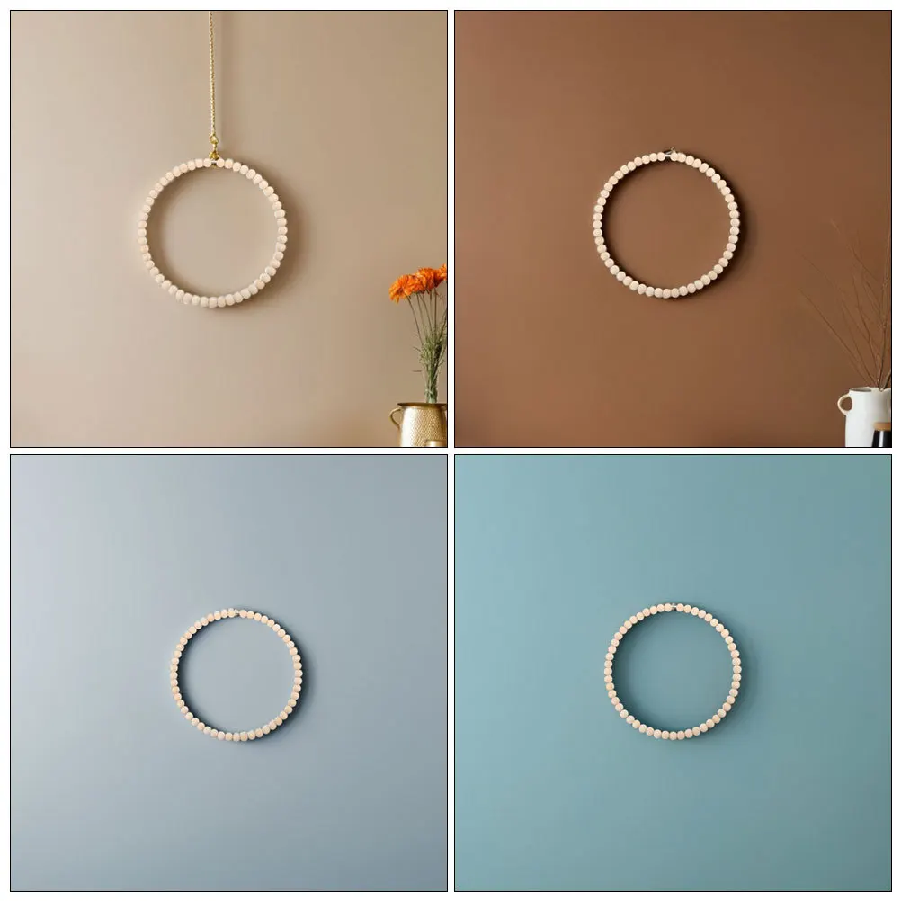 

Natural Wood Bead Circle Wreath Stainless Steel Hoop Boho Rustic Farmhouse Decor Floral Arrangement Base Wedding Door Wall