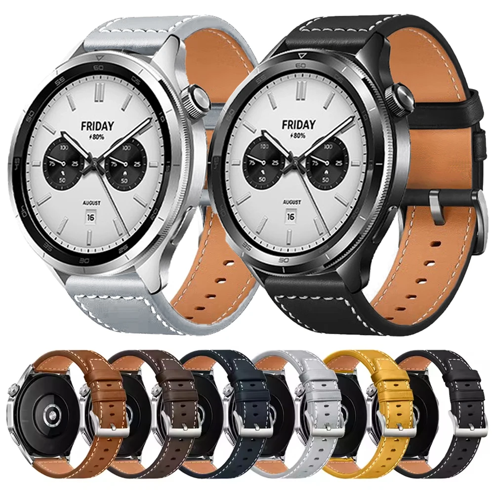20 22mm Leather Strap For Xiaomi Watch S4 S3 S2 S1 Pro Color 2 Bands Samsung Galaxy Watch 7/6/4/5 Pro/Classic/Gear S3 Wristbands