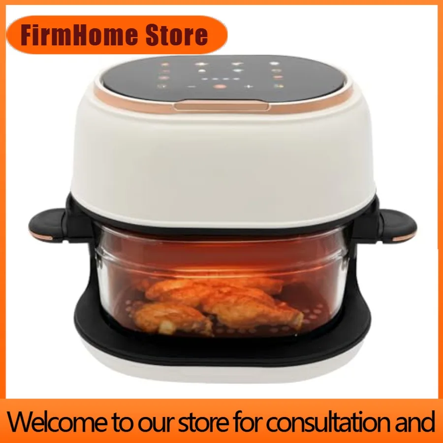 FirmHome Store4.2Qt Air Fryer With Visible Glass Basket 900W Hot Air Fryer Oven Touch Screen LED Display 140-374 Adjustable Temp
