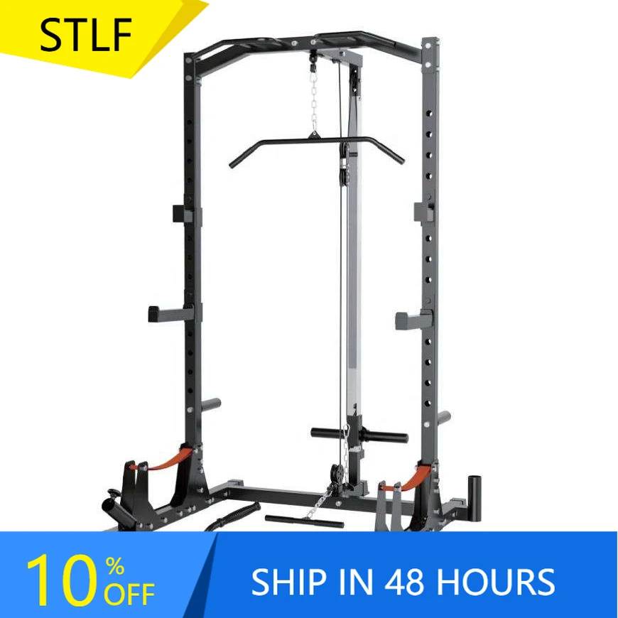 YTYIN Multi Functional Squat Stand Power Rack With Pull Up Bar J-Hooks Dip Bars Barbell Holder And Plate Storage For Hom