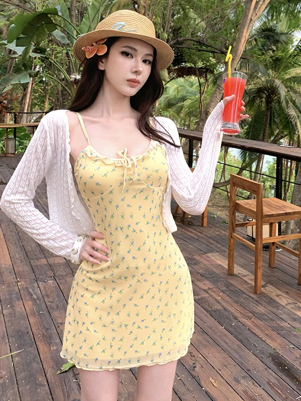 

Alice Women's Swimsuit 2026 New Slimming Conservative High-End Long Sleeve Sunscreen Holiday Hot Spring Three-Piece Swimsuit